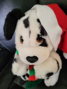 Vintage Applause fröhlicher Moocher bettelnder dalmatinischer 10"" Plüsch Weihnachtsmütze, Schal - Bild 1 von 4