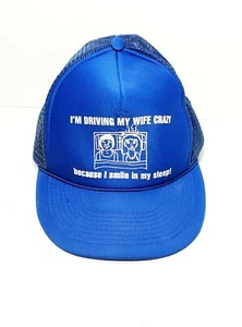Vintage Snapback Trucker Hat Cap I'm Driving My Wife Crazy Because I Smile Sleep - Picture 1 of 6