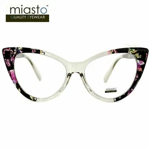 (2 PAIRS) MIASTO VINTAGE "BIG CAT EYE "SEXY READER READING GLASSES+2.75 FLOWER - Picture 1 of 3