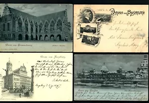 GRa 4 pcs. Gruss Aus Augsburg, Bayreuth R. Wagner, Braunschweig, Dresden Snow - Picture 1 of 2
