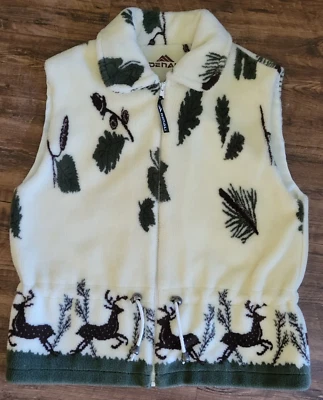 Chaleco suave Denali para mujer cremallera completa cintura ceñida estampado ciervo talla L verde marfil Foto 1 de 4