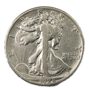 1928-S Walking Liberty argento mezzo 50c fine FN F+ dettagli puliti - Foto 1 di 2
