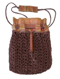 Susan Riedweg Crossbody Bag Woven Knotted Brown Leather Boho Purse Hand Made - Picture 1 of 11