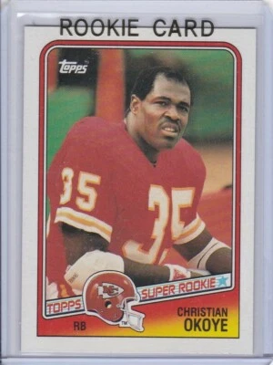 CHRISTIAN OKOYE ROOKIE CARD 1988 Topps VINTAGE FOOTBALL RC Kansas City Chiefs! - Image 1 of 2