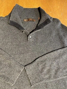 Perry Ellis Men’s 1/4 Button Knit Sweater Grey XL Long Sleeve Cotton/wool Golf - Picture 1 of 9