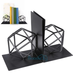 2 sujetalibros metálicos de 7 pulgadas de alto diseño geométrico antideslizante - negro - Imagen 1 de 12