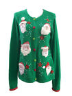 Kim Rogers Womens Ugly Christmas Sweater MEDIUM Green Santa Holiday Party