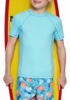 J KHAKI Big Boy's L Aqua 2-Pc Rashguard Shirt & Tropical Swim Short Set NWT $64 - Image 1 of 4