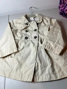 H&M Trench Coat Baby Girl 18M Beige Lined Peter Pan Collar Double Breasted - Picture 1 of 9
