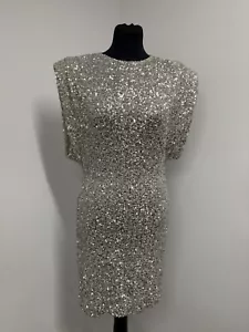 Bodycon Zara Plateado Completamente Lentejuelas Manga Corta Talla M - Imagen 1 de 11