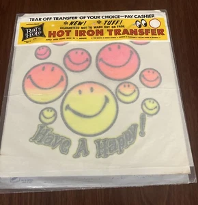 Vintage” Have A Happy ” IRON-ON TRANSFER FOR T SHIRT -1970s- DAY GLO-Sealed - Picture 1 of 3