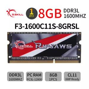 G.SKILL Ripjaws 8GB DDR3L 1600MHz PC3L-12800S 1.35V sodimm Laptop Memory RAM BT - Picture 1 of 6