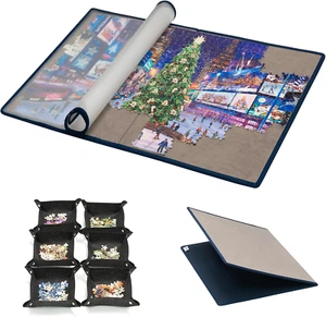 Foldable Jigsaw Puzzle Board with 6 Sorting Trays, Portable Puzzle Mat with Puzz - Picture 1 of 7