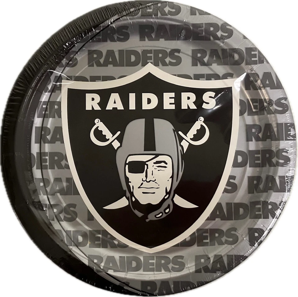 RAIDERS LARGE PAPER PLATES (8) - Birthday Event Party Supplies Lunch Plates - Image 1 of 1