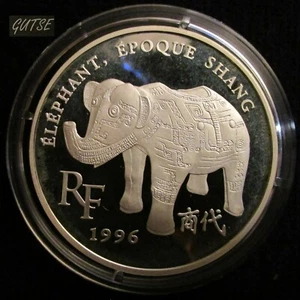 FRANCIA, 10 FRANCHI - 1,5 EURO 1996, ELEFANTE DINASTIA SHANG, ARGENTO, PROOF. - Foto 1 di 2