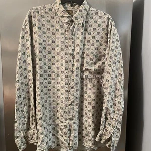 Bruno Designed In Italy Long Sleeve 100% Silk With Pocket Men’s Dress Shirt LG - Picture 1 of 6