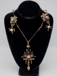 Régi Péri József Brutalist Mid Century Modernist Bronze Necklace Earrings Set - Picture 1 of 15