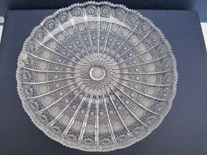 VINTAGE BÖHMISCHE HANDGESCHNITTENE KÖNIGIN SPITZE 24 % BLEIKRISTALL RUNDE PLATTE 11 ZOLL NEU IM KARTON - Bild 1 von 4