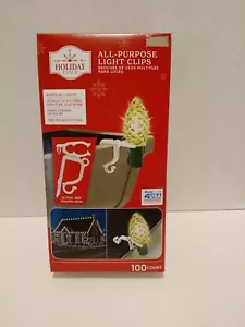 Holiday Time All Purpose Light Clips 100 Count White Holds All Lights - Picture 1 of 8