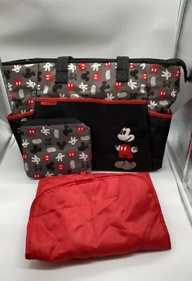 DISNEY BABY Mickey Mouse Diaper Bag w/changing pad & mini pouch! - Imagem 1 de 4