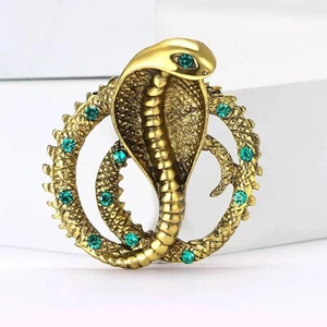 Majestic Desert Cobra Snake Serpent Danger Rhinestone Brooch Jewelry - Picture 1 of 8