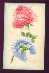 Heavy Embossed Rose Flower Horseshoe 1910 Postcard - Picture 1 of 1