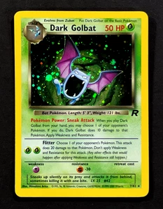 2000 Pokemon DARK GOLBAT Team Rocket HOLO RARE Unlimited Edition Card 7/82 SWIRL - Picture 1 of 6