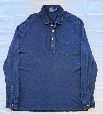 Polo Ralph Lauren Navy Blue Featherweight Mesh 1/2 Button Shirt Men’s 3XL - Image 1 of 4