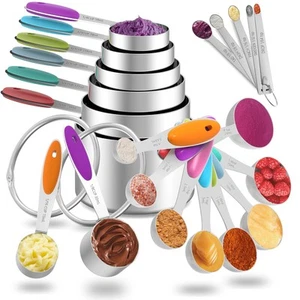 Measuring Cups and Spoons Set, 21 Pieces Stainless Steel Measuring Cups Measu... - Picture 1 of 7
