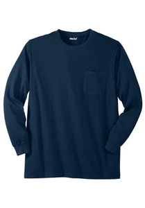 KingSize Men's Big & Tall Shrink-Less Lightweight Long-Sleeve Crewneck Pocket - Picture 1 of 17
