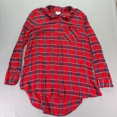 Isabel Maternity Button-Up Shirt Ingrid & Isabel Gingham Check Plaid M Fall Red - Image 1 of 4