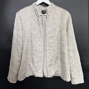 Eileen Fisher ELFENBEIN Strickjacke/Jacke 100% Seide Bluse weiß Tussah Large Petite - Bild 1 von 7