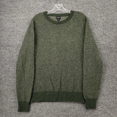 J Crew Sweater Mens L Large Green Lambswool Blend Birds Eye Stitch Crew Neck - Image 1 of 4