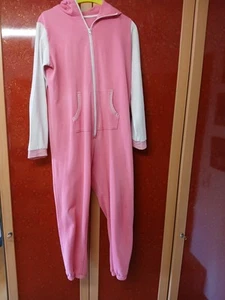 Jumpsuit Einteiler Overall, Damen / Herren, Pink / Weiß, mit Kapuze, Gr. M. - Bild 1 von 7