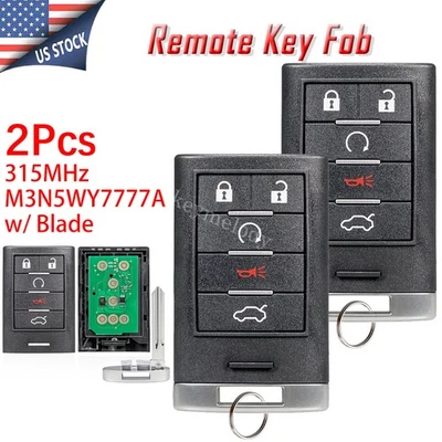 2 Keyless Entry Remote Car Key Fob Transmitter for Cadillac CTS STS M3N5WY7777A - Image 1 of 4