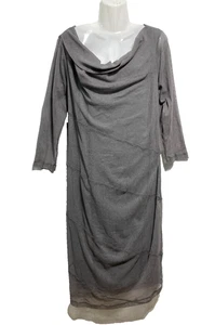 Porto San Francisco Midikleid drapierter Ausschnitt grau Netz gefüttert Fee Gr. 4 - Bild 1 von 13