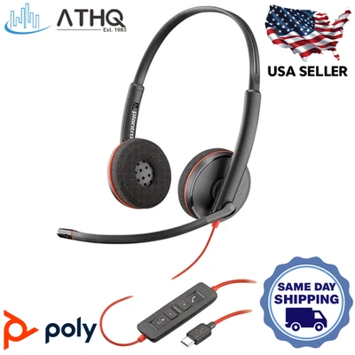 Plantronics Blackwire C3220 USB-C Stereo UC Headset Wired On-Ear 209749-22 NEW - Image 1 of 4