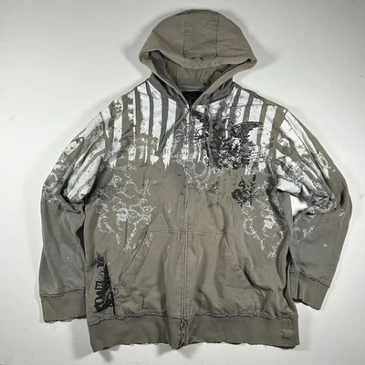 Sudadera con Capucha Y2k Oakley Para Hombre XL Cremallera Alas Calavera Ombré Crema De Colección Foto 1 de 4