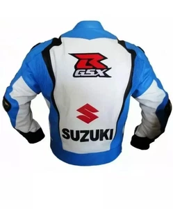 SUZUKI GSXR Motorbike Jacket Motorcycle Sports Racing Cowhide Leather Jacket - Picture 1 of 4