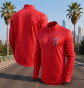 Los Angeles Angels Fanatics Tough Minded Lightweight Quarter-Zip Pullover Red XL - Picture 1 of 3