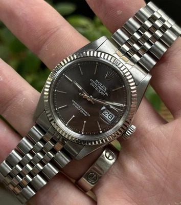 1987 Rolex Datejust 16014 moldura de ouro branco e aço - raro mostrador preto - Imagem 1 de 4