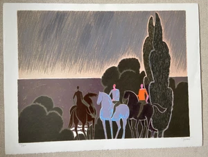 ALBERT ZAVARO HORSEMEN HORSE RIDERS LIMITED EDITION PRINT ABSTRACT ARTWORK ART - Picture 1 of 5