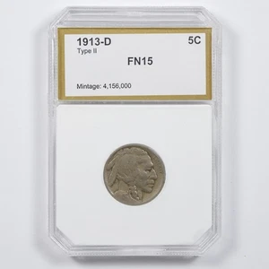 1913-D Type 2 Better Date Buffalo Nickel 5c PCI FN15 30805 - Bild 1 von 4