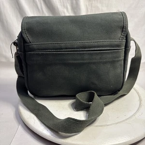 Vintage Lands End beige Canvas Umhängetasche Handtasche Tasche braun Riemen und Borte 10" x 8" - Bild 1 von 12