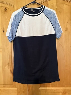 ASOS~T-shirt~tamanho L~pescoço de tripulação~ajuste relaxado~preto/branco/azul - Imagem 1 de 4