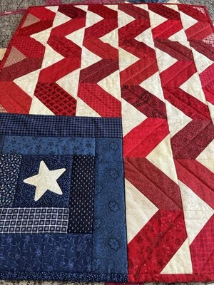 Handmade Quilt American Flag Patchwork - Image 1 of 4