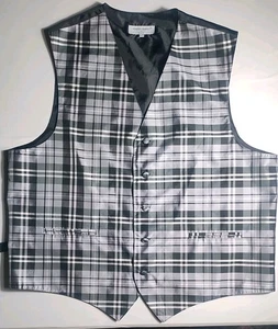 New Men's Formal Tuxedo Vest Waistcoat only plaids checks gray prom wedding - Picture 1 of 17
