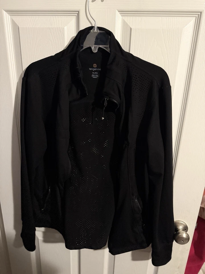 Chaqueta para mujer Tangerine negra activa con cremallera completa talla XL Foto 1 de 4
