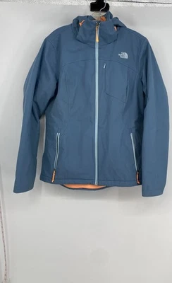 Jaqueta corta-vento feminina The North Face azul com capuz manga longa zíper completo tamanho G - Imagem 1 de 4