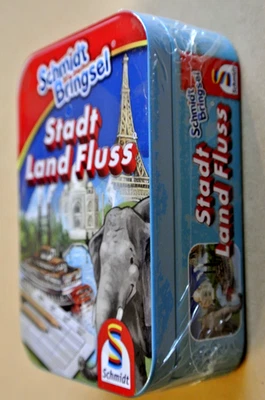 Schmidt Bringsel Reisespiel Stadt Land Fluss in Blechdose ab 7 Jahre - Bild 1 von 3